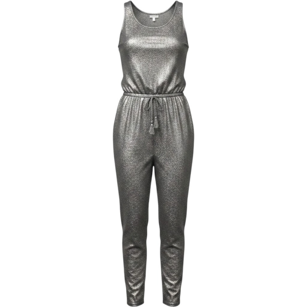Calypso St Barth Tanares Silver Sequin Jumpsuit Green Sleeveless Size S New $495